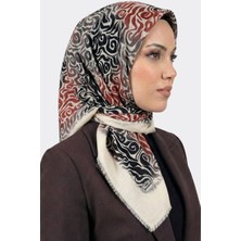Hadiora Kadın Ekru Soyut Desenli Flamlı Eşarp