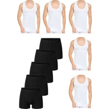 Marjinal Tekstil 10 Parça Atlet ve Boxer Takımı Ekonomik Paket 5 Boxer 5 Atlet