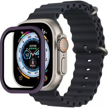 Newface Apple Watch Ultra 49MM Alüminyum Kasa Cam Ekran Koruyucu - Mor