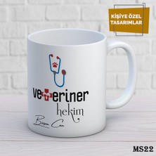Birsence Kişiye Özel Meslek Temalı Kupa | Isimli & Fotoğraflı Premium Hediye Bardak Veteriner