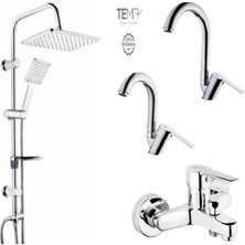 Tema Flora Banyo-Lavabo-Mutfak Bataryası ve Raın Bianco Duş Sistemi