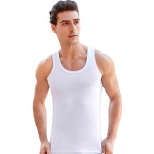 Berrak %100 Pamuk Erkek Askılı Atlet 3'lü Paket Beyaz Renk 4XL Rahat Kesim Konfor 1020