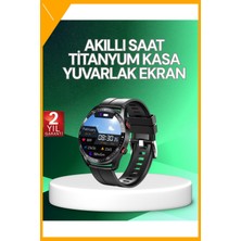 Esplendor Akıllı Saat Titanyum Kasa Yuvarlak Ekran Alarm Uyku ve Sağlık Takibi Titreşimli