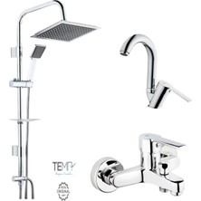 Tema Flora Banyo-Lavabo Bataryası ve Raın Quadro Duş Sistemi