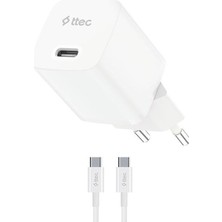 Ttec Smartcharger Gan 20W Pd Seyahat Hızlı Şarj Aleti + Usb-C - Usb-C 60W Kablo - 2SCG20CB