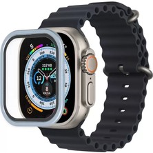 Newface Apple Watch Ultra 49MM Alüminyum Kasa Cam Ekran Koruyucu - Mavi