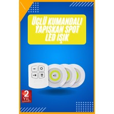 Esplendor Yapışkanlı 3'lü Spot LED Işık Lamba Montajsız Pilli Uzaktan Kumandalı
