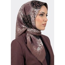 Hadiora Kadın Vizon Soyut Desenli Flamlı Eşarp