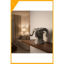 Esplendor 3D Ejderha Başı Heykeli Koleksiyonluk Dekoratif Figür 22X17 cm