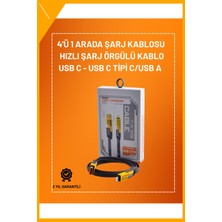 Esplendor 4'ü 1 Arada USB Hızlı Şarj ve Veri Kablosu – 65W Güç, Çoklu Bağlantı, 1.2m