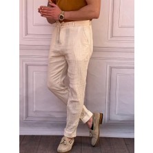 Modefendicom Kırışık Kumaş Kırçıllı Keten Pantolon