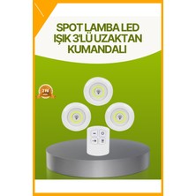 Esplendor Uzaktan Kumandalı 3 Lü Kablosuz LED Spot Lamba Seti Yapışkanlı Pratik Kullanım