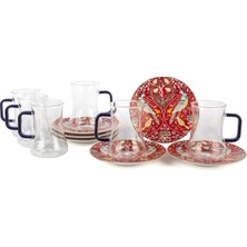 Es Dekor Phoenix Red 6lı Çay Seti Mutfak Fincan