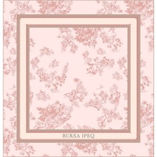 Bursa İpek Pembe Masal Desen Twill Ipek Eşarp