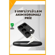 Esplendor 4.1A Hızlı Şarjlı Akım Korumalı 4 Priz ve 3 USB Çıkışlı Priz