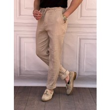 Modefendicom Kırışık Kumaş Kırçıllı Keten Pantolon