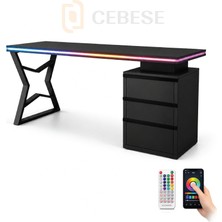 Cebese Bilgisayar Masası + Rgb LED - 170×65×77 cm – Kumandalı ve Telefon Kontrollü