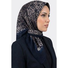 Hadiora Kadın Lacivert Vizon Soyut Desenli Flamlı Eşarp