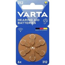 Varta 312 Numara Kulaklık Işitme Cihazı Pili (6'lı Paket)