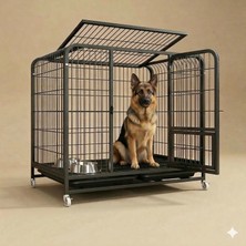 Tasma Market Tekerlekli Metal Köpek Kulübesi ve Taşıma Kafesi 125x92x106 cm – Büyük Irklar Için Sağlam Metal Yapı