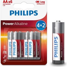Philips LR6P6BP/10 Lr6 Mignon 1.5 Volt 4+2 Power Alkaline Aa Kalem Pil (6'li Paket)