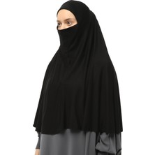 Moda Nokta Hazır Türban Peçeli Pratik Eşarp Tesettür Nikaplı Hijab - Namaz Örtüsü Sufle (3xl) - Siyah