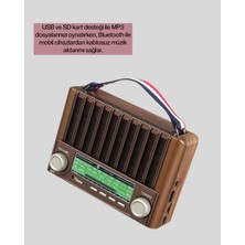 Solar Panel Şarjlı Taşınabilir Radyo Bluetooth Hoparlör Müzik Kutusu