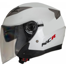 Ncr 708 Yarım Yazlık Kask Beyaz Güneş Vizörlü