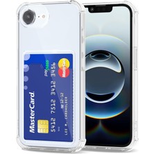 Powerfox Iphone 17E Köşe Korumalı Kartlıklı Cüzdanlı Antişok Şeffaf Silikon Arkası Bölmeli Telefon Kılıfı