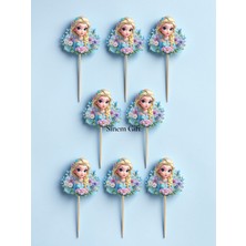 Sinem Gift Elsa Konseptli Doğum Günü -Elsa 8 Adet Cupcake Süsü - 8 Li Kürdanlı Süs