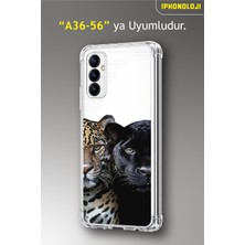 Powerfox Samsung A36-A56 Uyumlu Leoparlar Desenli Şeffaf Baskılı Darbe Emici Telefon Kılıfı MK02A