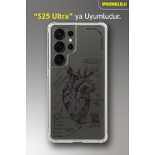 Powerfox Samsung S25 Ultra Uyumlu Anatomik Kalp Desenli Şeffaf Baskılı Darbe Emici Telefon Kılıfı MK02A