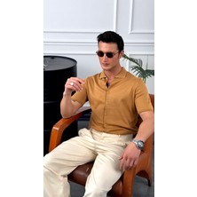 Modefendicom Slim Fit Polo Yaka Triko Pamuk Kısa Kollu Gömlek