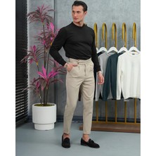 Modefendicom Slim Fit Kalıp Pamuk Likra Sade Bisiklet Yaka Triko Kazak