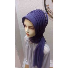 Ergül Hazır Duvak Simsiz Mor Tekli Aksesuarlı Model Hazir Turban,hazır Duvak,hazır Şal,abiye Şal, Düğün,sünnet,mezuniyet