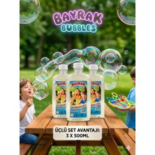 Farbu Oyuncak Bayrak Bubbles Baloncuk Likiti 3’lü Set – 3 x 500 ml Büyük Boy – Özel Formüllü, Leke Yapmayan Dev Baloncuk Suyu