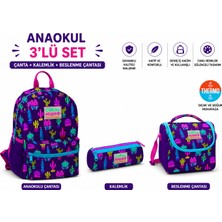 Coral High Kaktüs Baskılı Anaokulu Çantası 23337+ Üç Bölmeli Kalemlik 22313+ Beslenme 11802