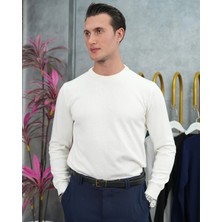 Modefendicom Slim Fit Kalıp Pamuk Likra Sade Bisiklet Yaka Triko Kazak