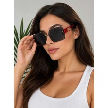 Liya3D Kadın Kare Güneş Gözlüğü Bordo Saplı Gold Detaylı UV400 Korumalı Şık Tasarım