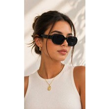Liya3D Siyah Köşeli Güneş Gözlüğü UV400 Korumalı Unisex Kalın Çerçeve Modern Tasarım