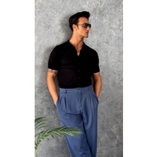 Modefendicom Slim Fit Polo Yaka Triko Pamuk Kısa Kollu Gömlek