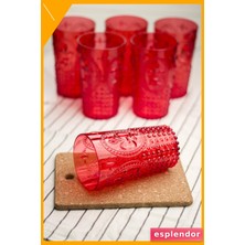 Esplendor Uzun Boy Akrilik Içecek Bardağı 750ML Kırmızı 6 Parça Kırılmaz