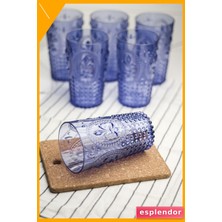 Esplendor Akrilik Uzun Su Bardağı 750ML Mavi 6'lı Set Kırılmaz Büyük Boy