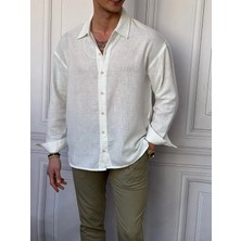 Modefendicom Rahat Kalıp Oversize Keten Gömlek