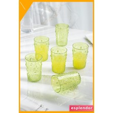 Esplendor Akrilik Kısa Bardak 6'lı Set 400ML Yeşil Kırılmaz Su Kahve Bardağı