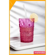 Esplendor Kısa Boy Akrilik Su Bardağı 400ML Pembe Renk Kırılmaz