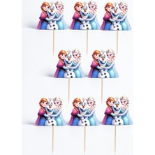 Sinem Gift Elsa Konseptli Doğum Günü -Elsa 8 Adet Cupcake Süsü - 8 Li Kürdanlı Süs