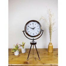 Krom Metal Mini Tripod Çini Desen Masa Saati 45×26 cm