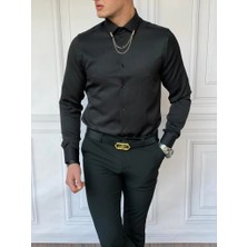 Modefendicom Slim Fit Pamuk Örme Bebe Yaka Gömlek