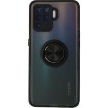 Eco Oppo Reno 5 Lite Kılıf Montreal Yüzüklü Silikon Kapak - Siyah